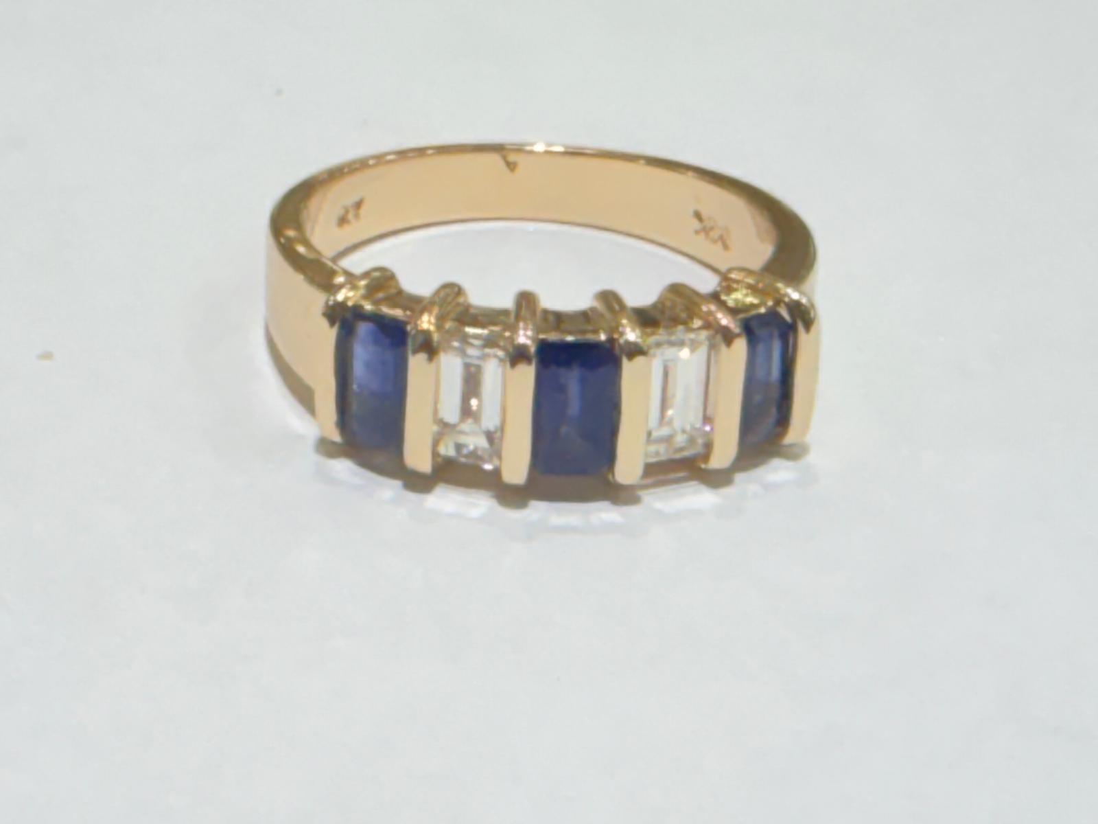 Stylish Ring With Blue Sapphires and Diamonds 