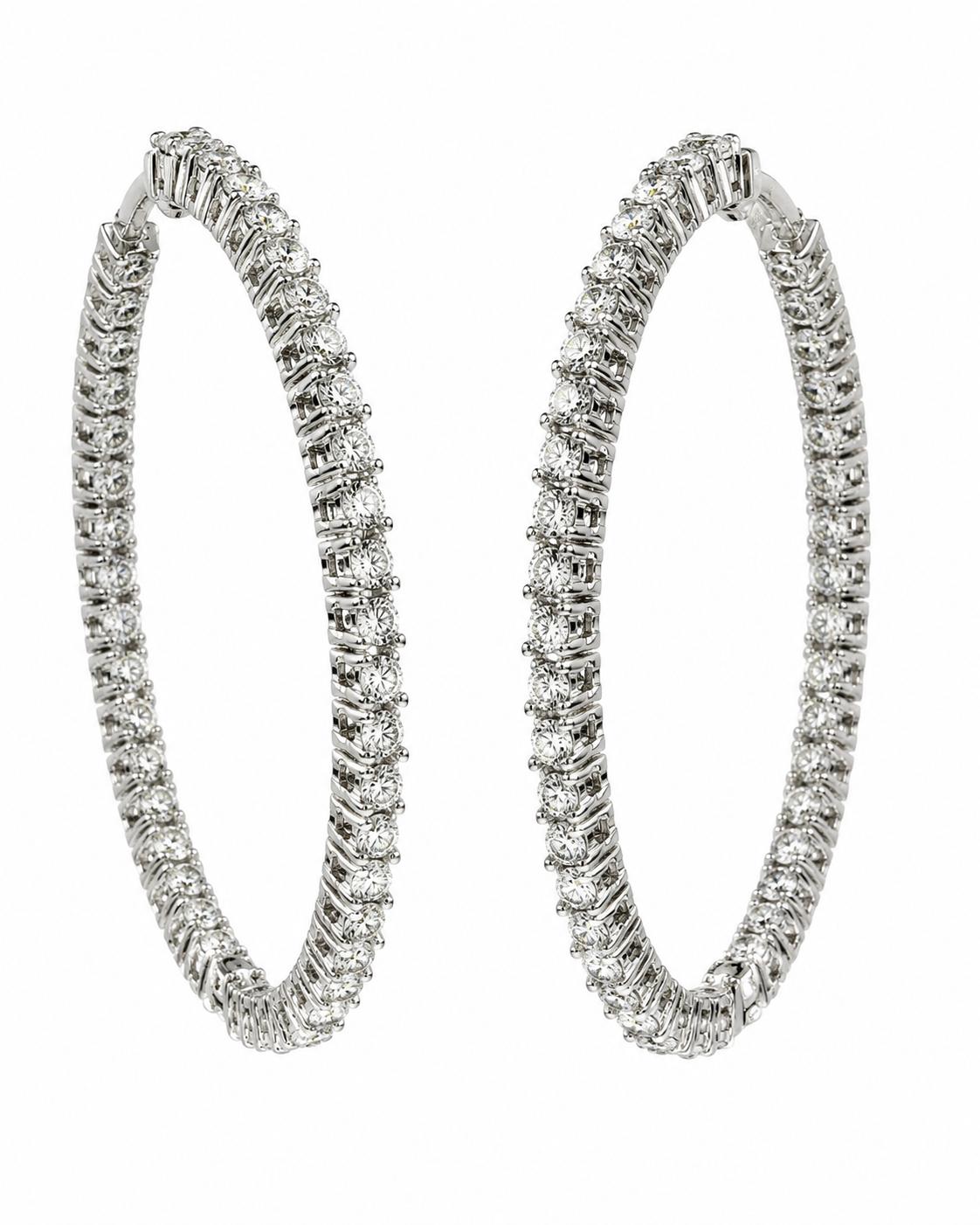 Diamond Hoop Earrings18K White Gold