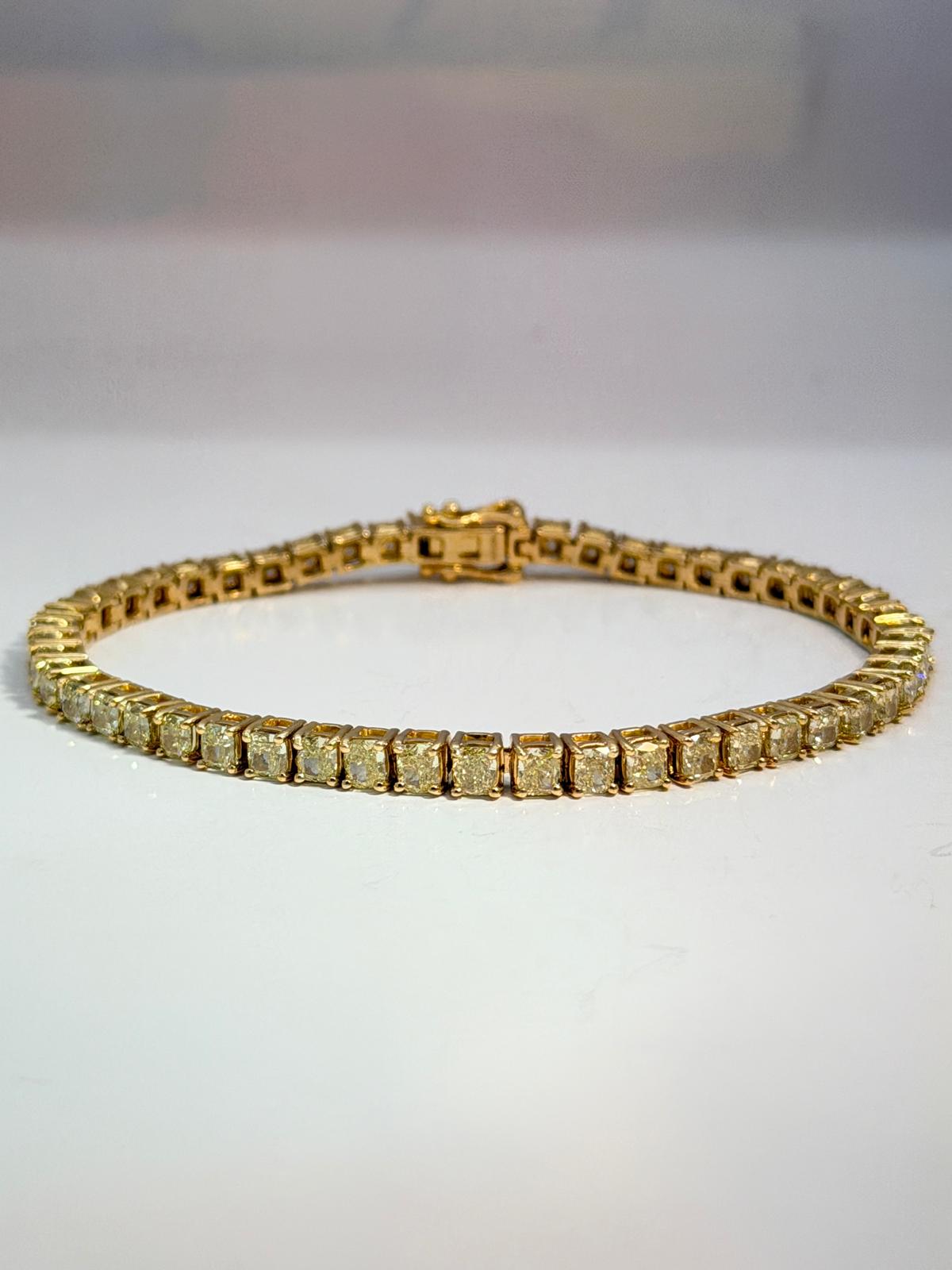 Tennis Fancy Yellow Diamond Bracelet 18K Yellow Gold