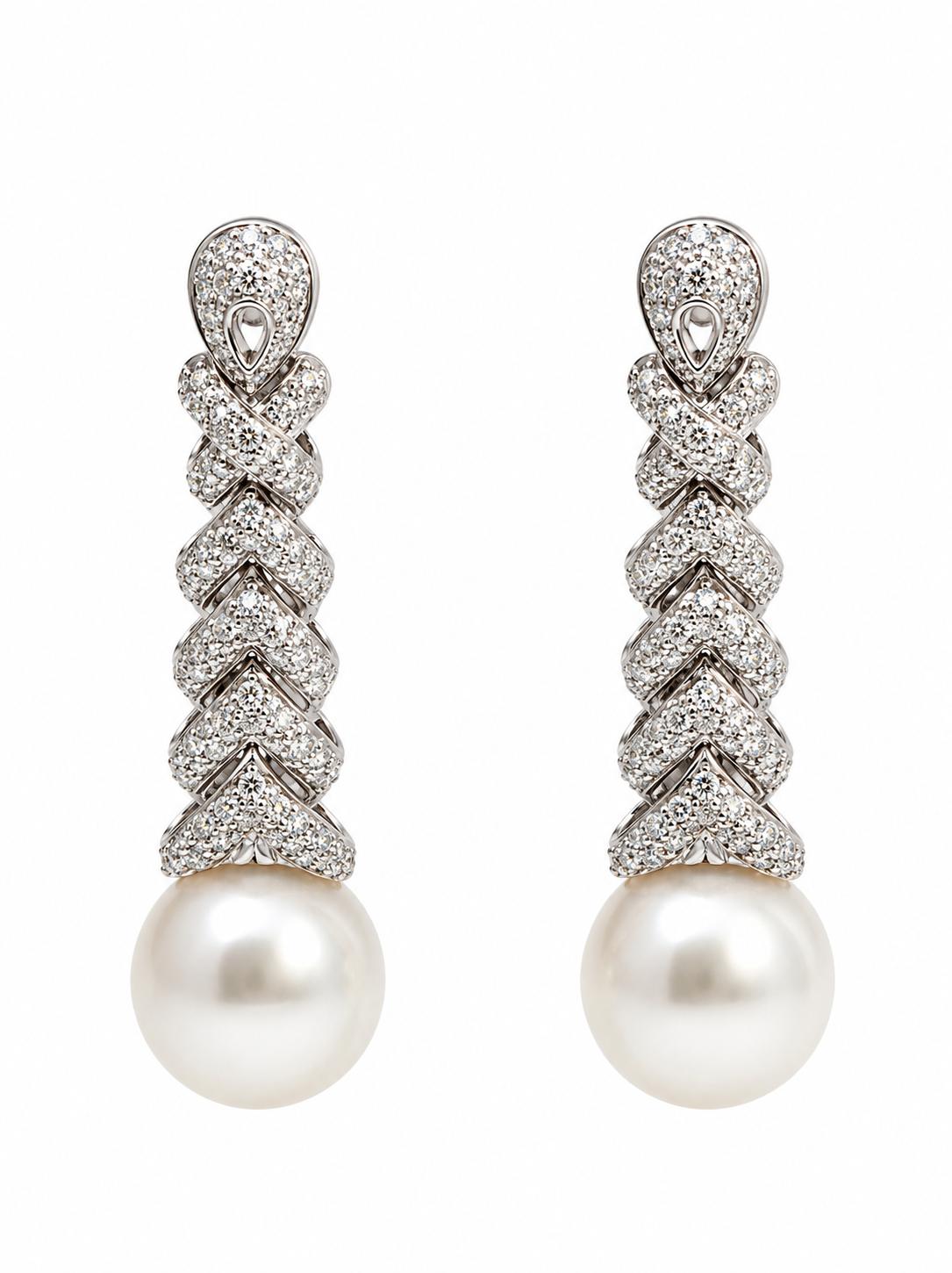 Mikimoto Akoya Pear and Diamonds Drops Earring and Pendant Necklace 
