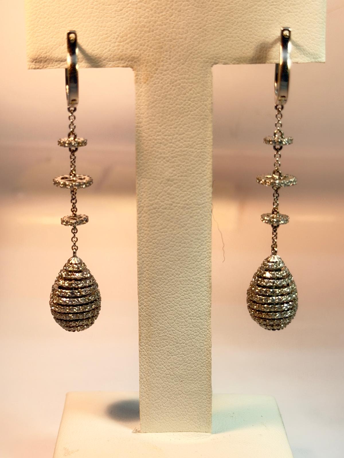 Drop Diamond Earrings 18k white gold