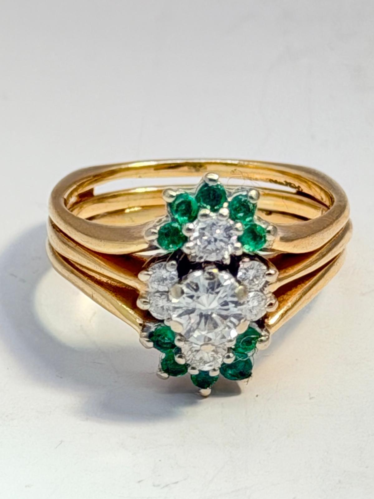 Emerald and Diamond Ring 14K Yellow Gold 