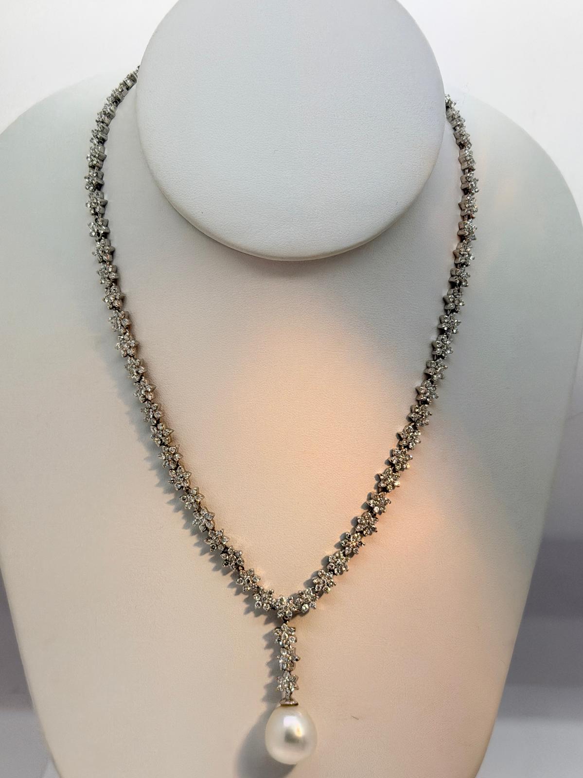 Unique Diamond with Drop South Sea Pearl 18K White Gold