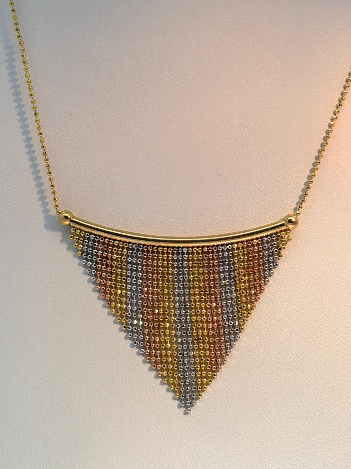 Art Deco Tricolor Necklace 14K Gold